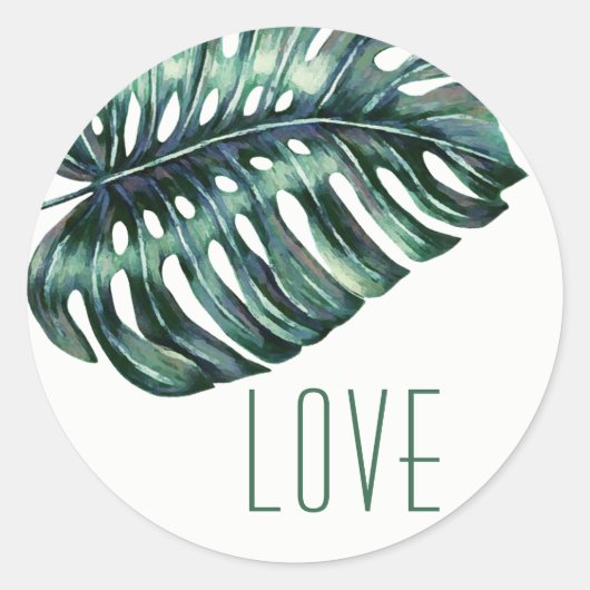 Moderne Tropische Monsterer Leaf-LIEBE Sticker (Vorderseite)