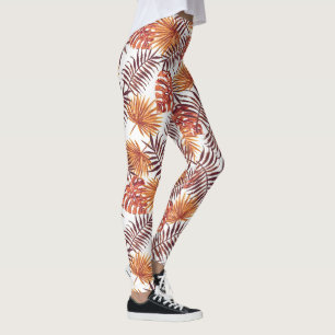 Moderne tropische Orangenpalme Blätter Sommerliche Leggings