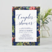 Moderne Tropische Paare Polterabend Einladung (Stehend Vorderseite)