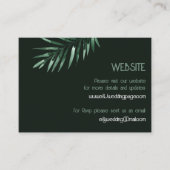 Moderne tropische Palm Blätter Grüne Hochzeitsseit Visitenkarte (Vorderseite)