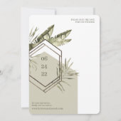 Moderne tropische Palmblätterrahmen Save The Date (Rückseite)