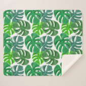 Moderne tropische Palmen Blätter Sherpa Blanket Sherpadecke (Vorderseite (Horizontal))