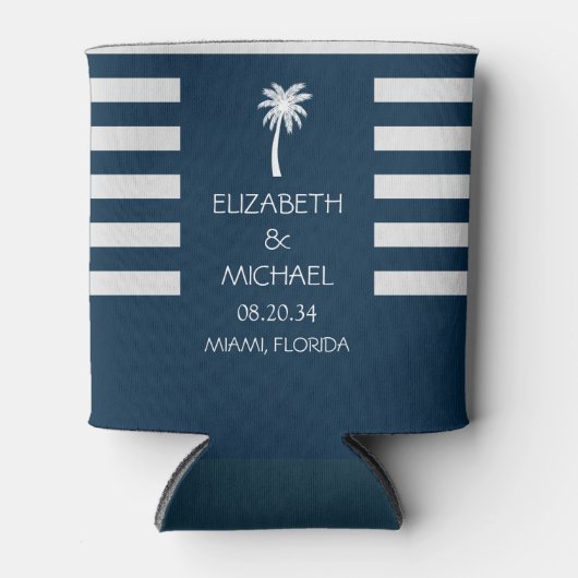 Moderne tropische Palmen Hochzeitsmarinebäume Dosenkühler (Vorderseite)