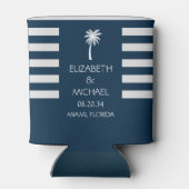 Moderne tropische Palmen Hochzeitsmarinebäume Dosenkühler (Rückseite)