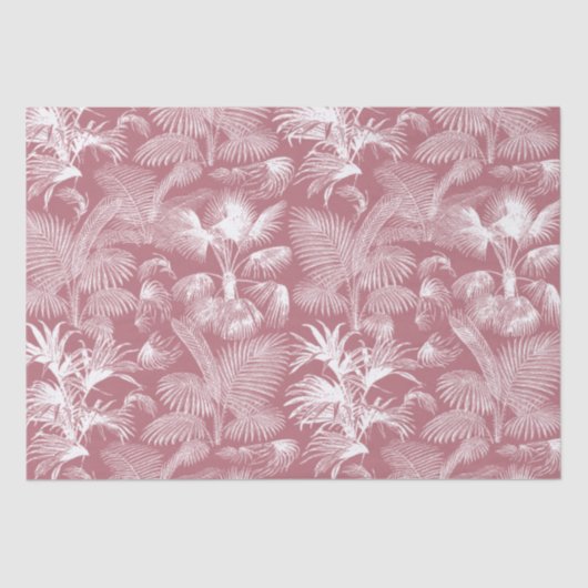 Moderne tropische Palmen Rose Gold Weiß Seidenpapier (Vorderseite)