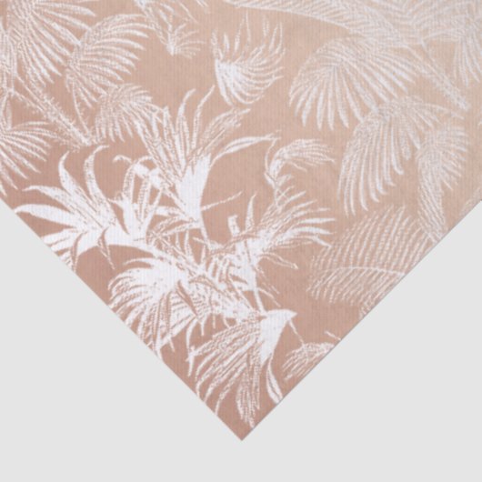 Moderne tropische Palmen Rose Gold Weiß Seidenpapier (Detail)