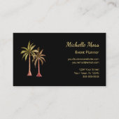 Moderne tropische Palmen Tree Event Planner Schwar Visitenkarte (Vorderseite)