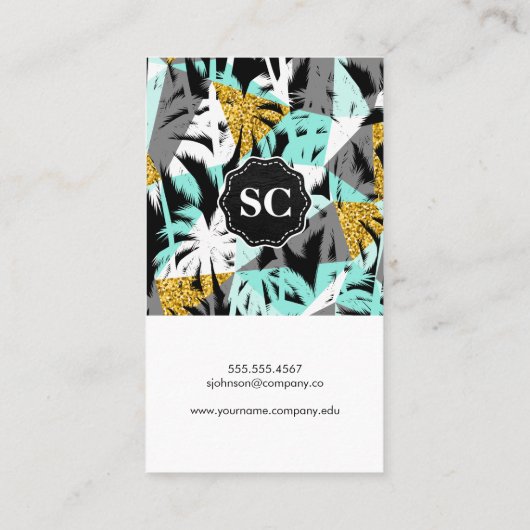 Moderne tropische Palmen Visitenkarte (Rückseite)
