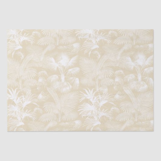 Moderne tropische Palmen Weiße, beige Creme Seidenpapier (Vorderseite)