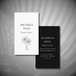 Moderne tropische Palmen Zeichnend Schwarz-weiß Visitenkarte