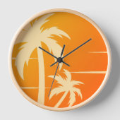Moderne tropische Palmenbaumfarbe Uhr (Vorderseite)