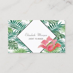 Moderne tropische Palmwedel Hawaiianischer Hibisku Visitenkarte