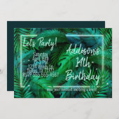 Moderne tropische Party Einladung - Neon Luau (Vorne/Hinten)