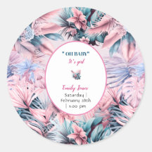 Moderne tropische pastellblaue Babydusche