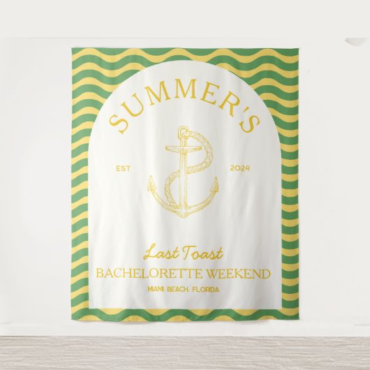 Moderne tropische Retro Bachelorette, gelb Wandteppich (Vorderseite)