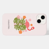 Moderne tropische rosa Flamingos Case-Mate iPhone Hülle (Rückseite (Horizontal))