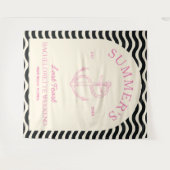 Moderne tropische Rosa Retro Bachelorette Wandteppich (Vorderseite (Horizontal))