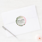 Moderne tropische rosafarbene Produktkennzeichnung Runder Aufkleber (Umschlag)