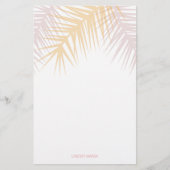 Moderne tropische Rosé-Palmen-Blätter, die individ Briefpapier (Vorderseite)