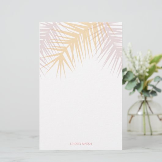 Moderne tropische Rosé-Palmen-Blätter, die individ Briefpapier (Stehend Vorderseite)