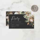 Moderne tropische Schwarz-weiße Hochzeit RSVP Mitteilungskarte (Vorderseite/Rückseite Beispiel)