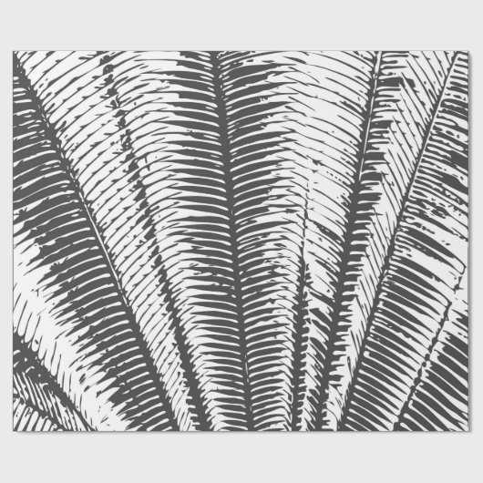 Moderne tropische Schwarzweiss-Palmwedel Geschenkpapier (Flach)