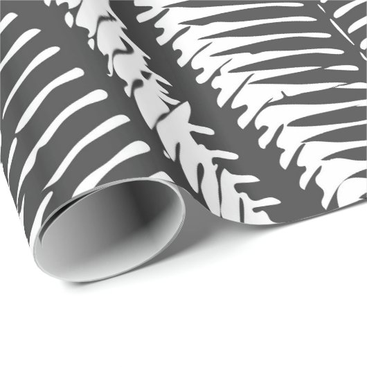 Moderne tropische Schwarzweiss-Palmwedel Geschenkpapier (Rolleneckpunkt)