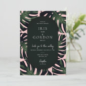 Moderne tropische Smaragdgrüne Hochzeit in Urlaubs Einladung (Stehend Vorderseite)