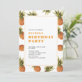 Moderne tropische Sommererwachsene Geburtstagspart Einladung (Stehend Vorderseite)