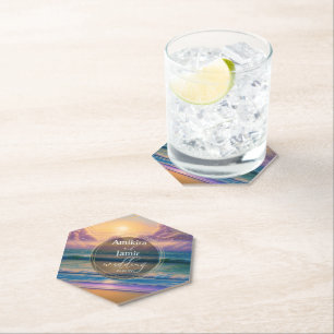 Moderne tropische Sonnenuntergangs-Farben am Stran Untersetzer