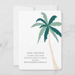 Moderne tropische Strandhochzeit Save-the-Date-Kar