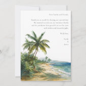 Moderne tropische Strandhochzeit Vielen Dank Dankeskarte (Rückseite)