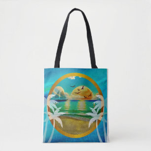 Moderne tropische Strandpalmen Sonnenuntergang Url Tasche