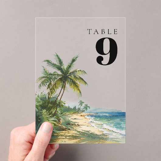 Moderne tropische Tischnummer mit Wasserfarbe (Insitu (Handheld))