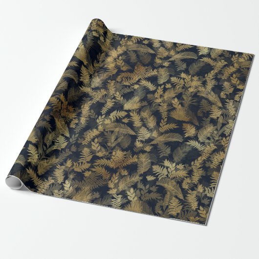 Moderne tropische Vegetation Blue Gold Foliage Geschenkpapier (Ungerollt)