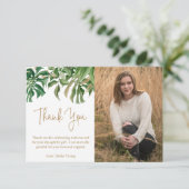 Moderne tropische Vegetation Gold Foto Abschluss Dankeskarte (Stehend Vorderseite)