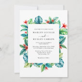 Moderne tropische Vegetation Rahmen Sommerhochzeit Einladung (Vorderseite)