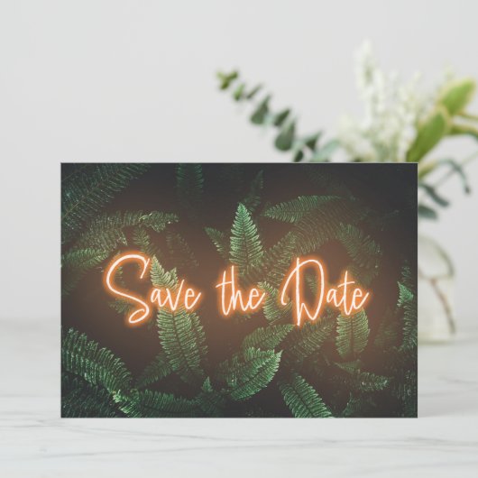 Moderne tropische Vegetation Save the Date (Stehend Vorderseite)
