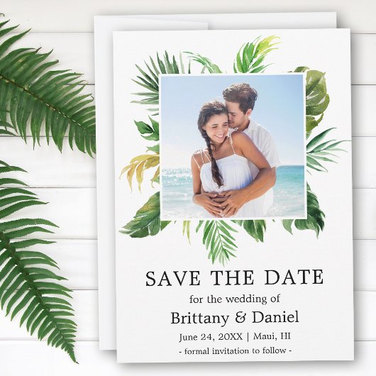 Moderne tropische Vegetation Save the Date Fotokar