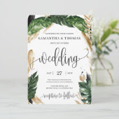 Moderne tropische Vegetation von Boho verlasse Gol Einladung (Stehend Vorderseite)