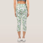 Moderne tropische Vegetation Weißes Grün Capri Leggings (Rückseite)