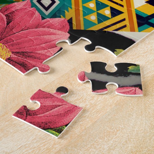 Moderne tropische Wasserfarbe Gelbe Blüte Puzzle (Seite)