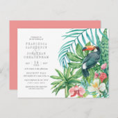 Moderne tropische Wasserfarben Blätter & Toucan We Einladungspostkarte (Vorne/Hinten)