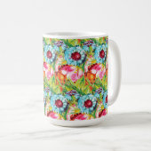 Moderne tropische Wasserfarben-Blume Nahtloses Pat Kaffeetasse (VorderseiteRechts)
