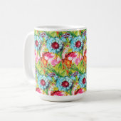 Moderne tropische Wasserfarben-Blume Nahtloses Pat Kaffeetasse (Vorderseite Links)