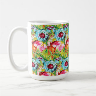 Moderne tropische Wasserfarben-Blume Nahtloses Pat Kaffeetasse