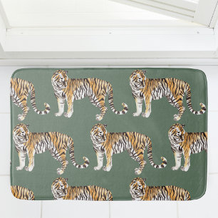 Moderne tropische Wasserfarben Tiger Wildmuster Badematte