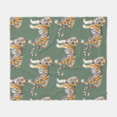 Moderne tropische Wasserfarben Tiger Wildmuster Fleecedecke (Vorderseite (Horizontal))