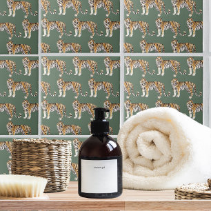 Moderne tropische Wasserfarben Tiger Wildmuster Fliese