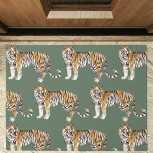 Moderne tropische Wasserfarben Tiger Wildmuster Fußmatte